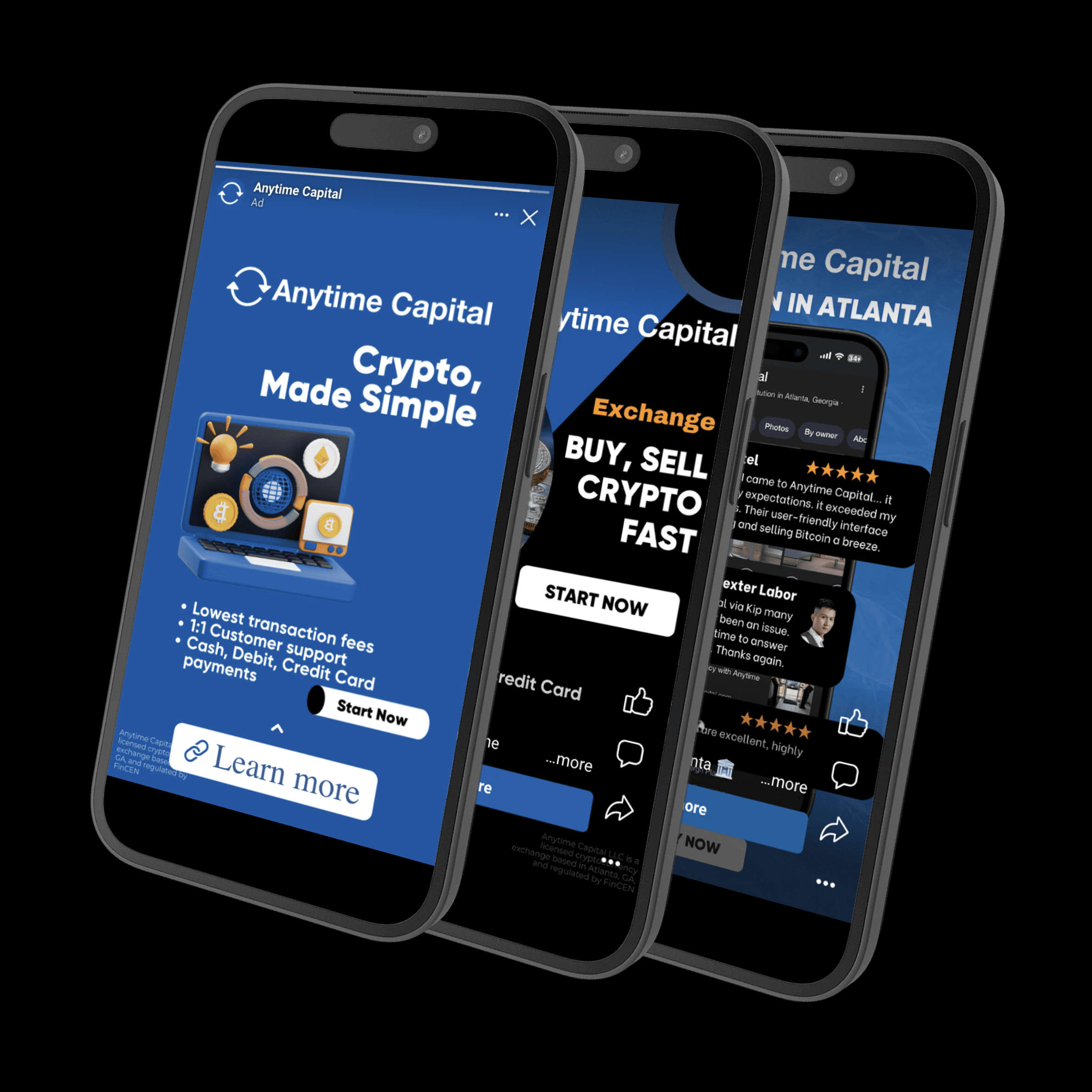 Facebook Ads — static carousel creative for Anytime Capital
